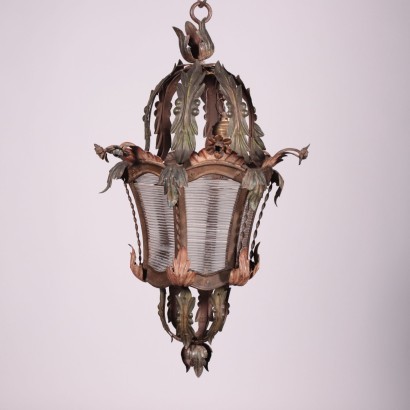 Ceiling Lamp Bronze Shear Plate Italy 20th Century