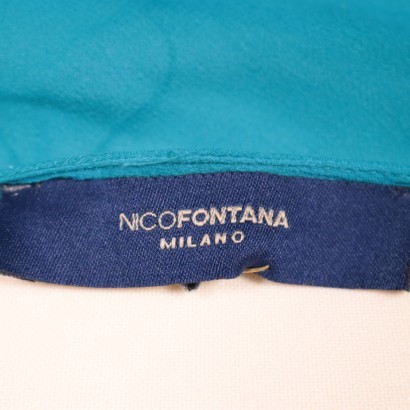 abito in seta, perline, nico fontana, moda sosteniblie, secondhand,Abito Turchese con Perline Nico Fontana
