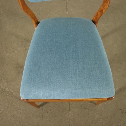 Gruppe von 4 Stühlen Holz PU-Schaum Stoff Italien 1950er-1960er