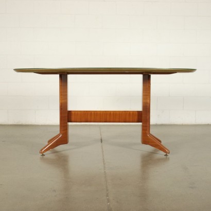 Table Veneered Wood Back-Treated Glass Italy 1950s 1960s