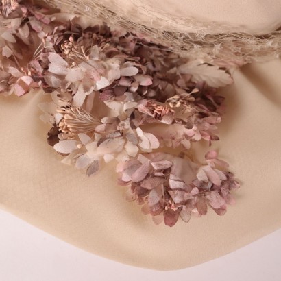 Vintage Hat with Pink Flowers Italy 1950s-1960s