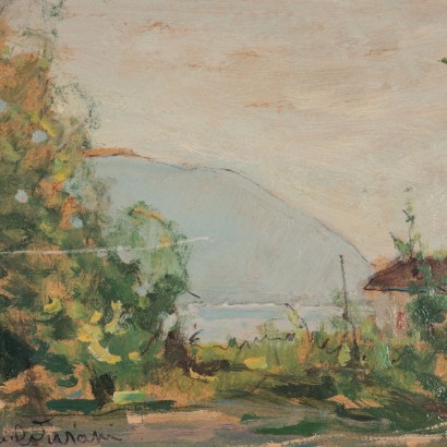 art, art italien, peinture italienne du XXe siècle, Paysage de Raul Viviani, Lac de Côme, Raul Viviani