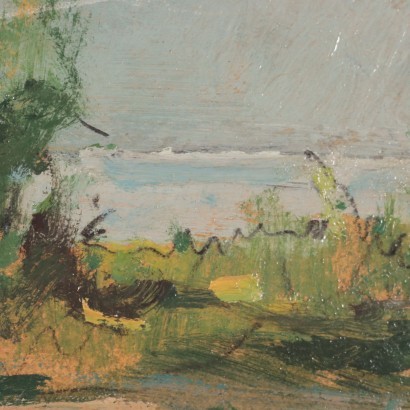 art, art italien, peinture italienne du XXe siècle, Paysage de Raul Viviani, Lac de Côme, Raul Viviani