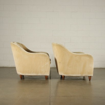 Pair Of Armchairs Spring Feathers Velvet Italy 1950s