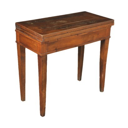 Directoire Game Table Walnut Velvet Italy 18th-19th Century