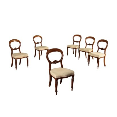 Gruppe von sechs viktorianischen englischen Stühlen