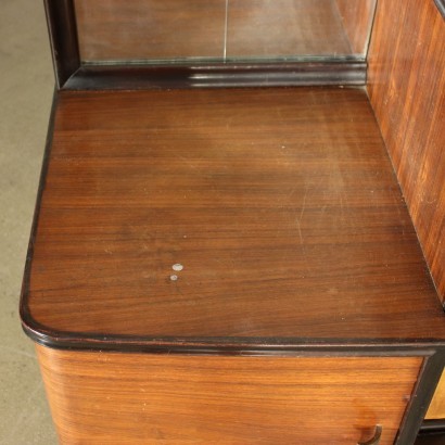 Cabinet Mirror Veneered Wood Maple Back-Treated Glass Italy 1950s
