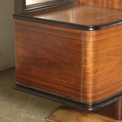 Cabinet Mirror Veneered Wood Maple Back-Treated Glass Italy 1950s