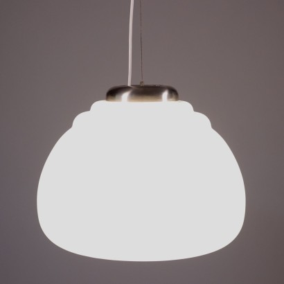 Lamp White Glass Chromed Aluminium Italy 1960s 1970s