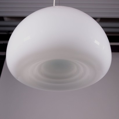 Lamp White Glass Chromed Aluminium Italy 1960s 1970s