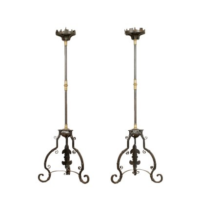 Pair of Torch Holders Wrought Iron Italy 19th Century