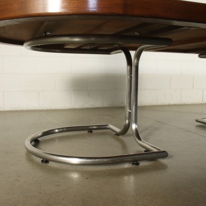 Large Table Chromed Aluminium Walnut Veneer Chromed Metal Italy 1960s
