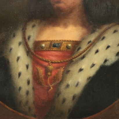 Öl auf Leinwand Porträt eines Schottischen Monarchen - XIX Jhd