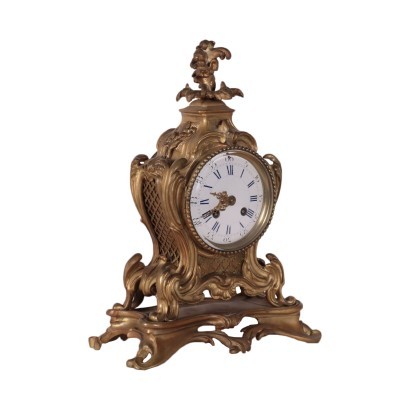 Pendule de Comptoir Rococo Bronze Doré - France XIX Siècle