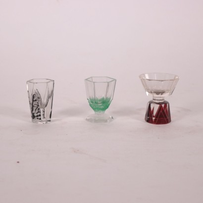 antigüedades, vidrio, vidrio antiguo, vidrio antiguo, vidrio italiano antiguo, vidrio antiguo, vidrio neoclásico, vidrio del siglo XIX, Grupo de vasos de vidrio esmerilado