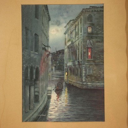 Kunst, italienische Kunst, italienische Malerei des 20. Jahrhunderts, Alberto Trevisan, Vier venezianische Nachtblicke, Alberto Trevisan