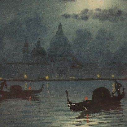 arte, arte italiano, pintura italiana del siglo XX, Alberto Trevisan, Cuatro vislumbres de la noche veneciana, Alberto Trevisan