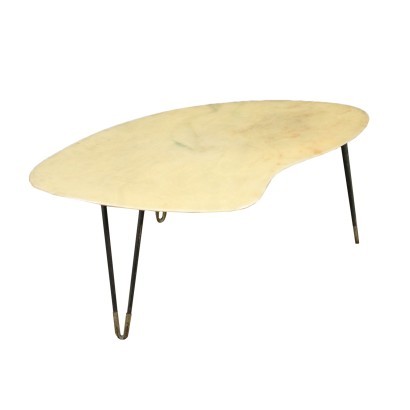 Coffee Table Brass Metal Marble Italy 1960s