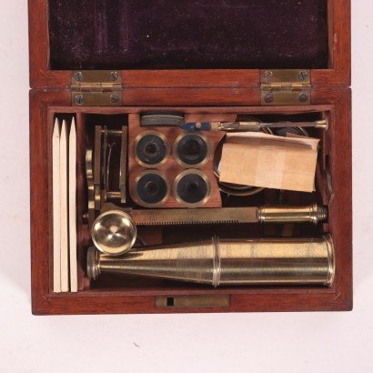 Microscope Cary Gould Verre Velour Laiton - Angleterre XIX Siècle