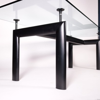 Table Le Corbusier Cassina Glass Metal 1980s