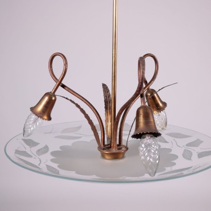 Lamp Brass Glass Italy 1950s