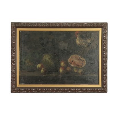 arte, arte italiano, pintura italiana antigua, Bodegón con frutas y pollo