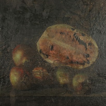 arte, arte italiano, pintura italiana antigua, Naturaleza muerta con frutas y pollo