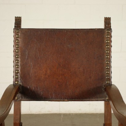 Baroque Armchair Leather Walnut Italy 18th Century