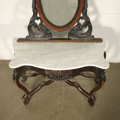 Umbertine Console With Mirror White Marble Italy 19th Century