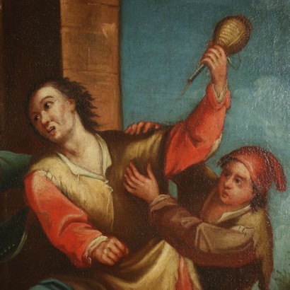 Fight In The Tavern Central European School Oil On Canvas 18th Century