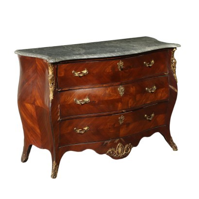 Dutch Rococo Chest Of Drawers Oak Brass Marble Holland 18th Cemtury