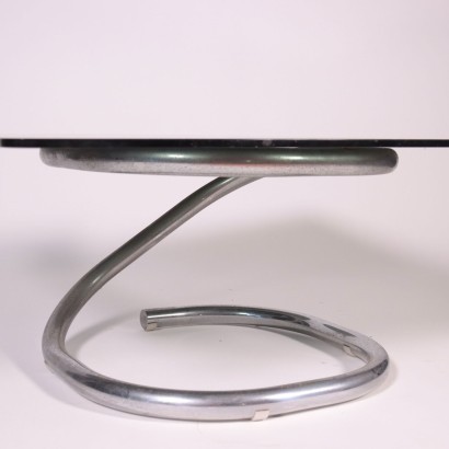 Coffee Table Chromed Metal Smoked Glass Italy 1960s 1970s