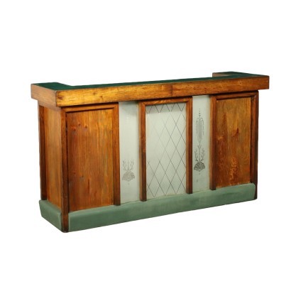 Reception Desk Larch Glass Vinyl Italy Early \'900