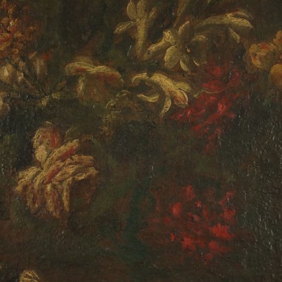 Still Life With Flowers And Bird Oil On Canvas 18th Century