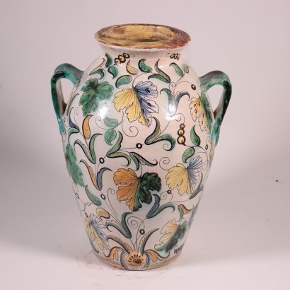 Big Two Handles Vase Majolica Italy 20th Century