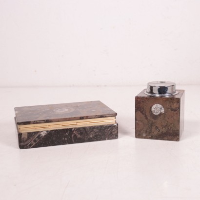 Marble Table Box and Lighter Italy 1960s-1970s