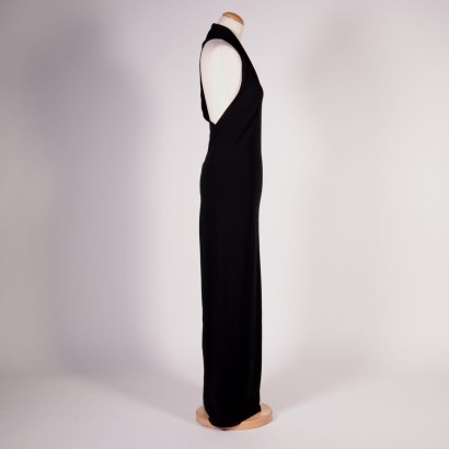 Gianfranco Ferrè Studio Long Black Dress Viscosa Italy 1990s
