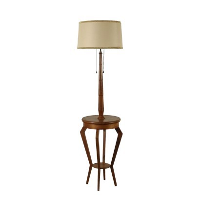 Lampe Table Basse Hêtre Placage de Noyer Italie Années 40-50