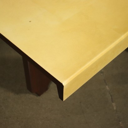 Table Aldo Tura Veneered Wood Parchment Polyester Italy 1960s