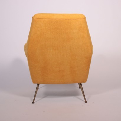 Armchair Foam Brass Fabric Italy 1950s 1960s