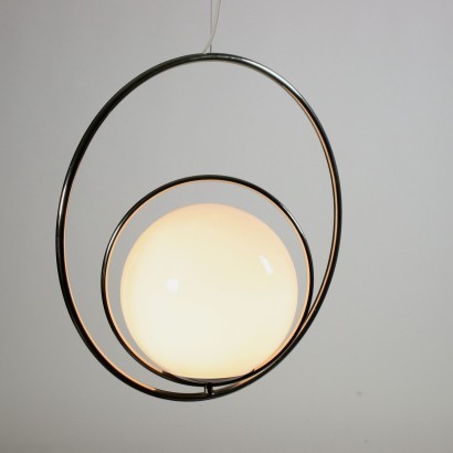 Lamp Lumi Pia Guidetti Chromed Metal Opal Glass 1960s 1970s
