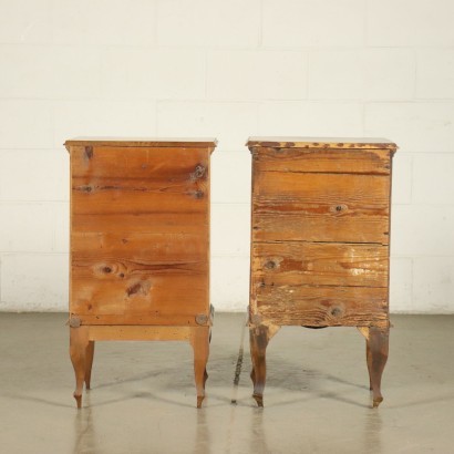 Pair of Bedside Table Silver Fir Cherry Italy 18th-20th Century