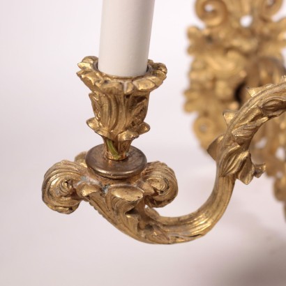 Pair of Wall Lights Gilded Bronze Italy 19th-20th Century