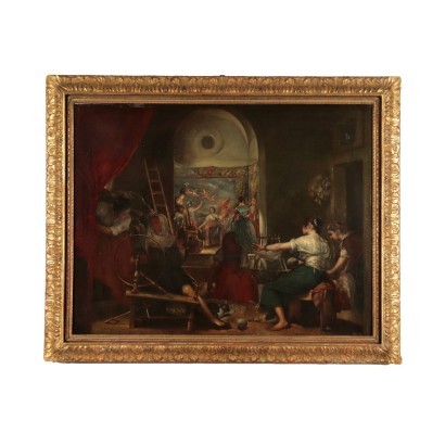 arte, arte italiano, pintura italiana del siglo XIX, Le Filatrici La favola di Aracne, Le Filatrici (La favola di Aracne)