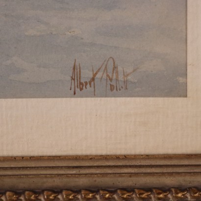art, Italian art, Italian nineteenth century painting, Albert Pollitt, Coastal view with boats, Albert Pollitt, Albert Pollitt