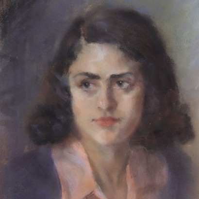 Portrait of A Young Woman Pastel on Paper 20th Century