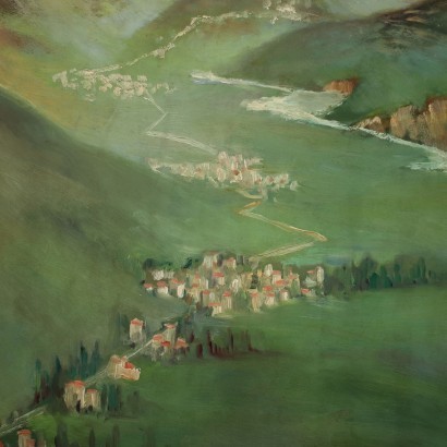 La Conca di Sappada (Cadore) Oil on Faesite 20th Century
