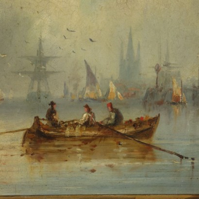 arte, arte italiano, pintura italiana del siglo XIX, Charles John De Lacy, barcos holandeses, Charles John De Lacy
