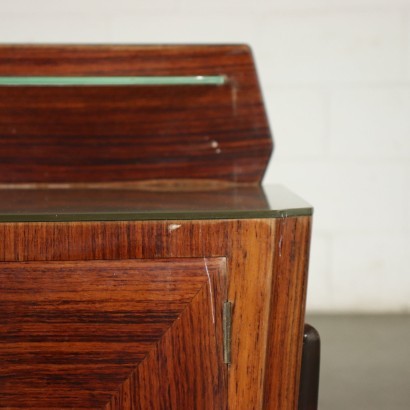 Paire de Tables de Chevet Placage de Palissandre Verre Italie 50s-60s
