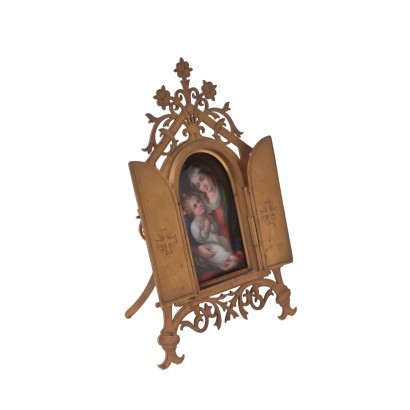 antique, miniature, antique miniature, antique miniature, antique Italian miniature, antique miniature, neoclassical miniature, 19th century miniature, Bronze Frame with Painting